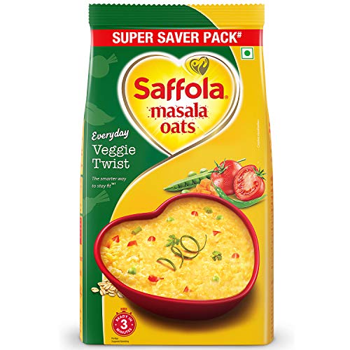 Image of Saffola Masala Oats Veggie Twist, 500g + Saffola Masala Oats, Curry & Pepper, 500g