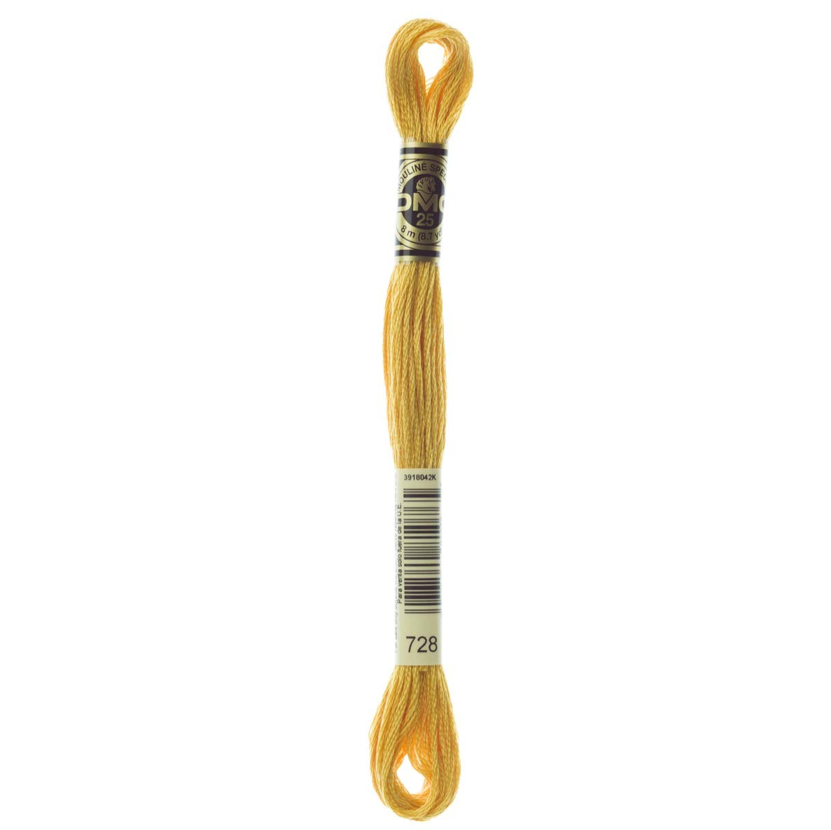 DMC Embroidery Floss Mouline Stranded Cotton Thread for Hand Embroidery and Sewing - Colour No: 728-12 x 8m Skeins — image 1