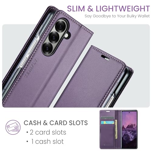 Tenifly for Samsung Galaxy Z Fold 7 Case Wallet with RFID Blocking Card Holder, PU Leather Kickstand Protective Flip Phone Cover Fit for Galaxy Fold 7 8.0", Purple by Tenifly - Image 2