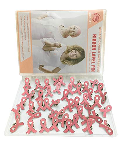 image for MEUUT 50 Pack Breast Cancer Awareness Lapel Pins Pink Hope Ribbon Broo