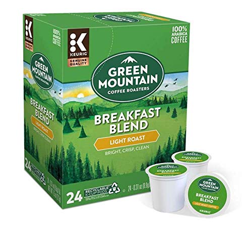 Green Mountain Coffee Pods K-Cups For Keurig Machines Flavored K Cup (All Count Fresh Capsules) Light   Medium   Dark Roast Long Expiry ALL FLAVORS (24 K-Cups Breakfast Blend)