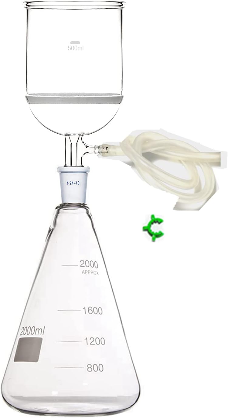 Dinglab,2000ml,24/40,Glass Suction Filtration Kit,500ml Buchner Funnel & 2L Erlenmeyer Flask