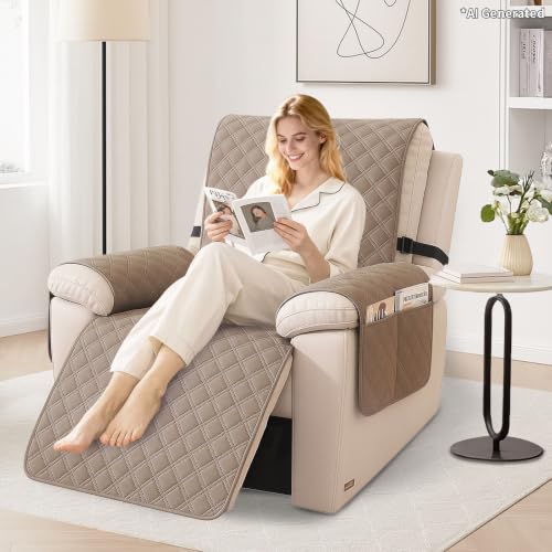 YSTELLAA Sesselschoner Für Relaxsessel Großer 1 Sitzer, Hellbraun – Ansicht 2