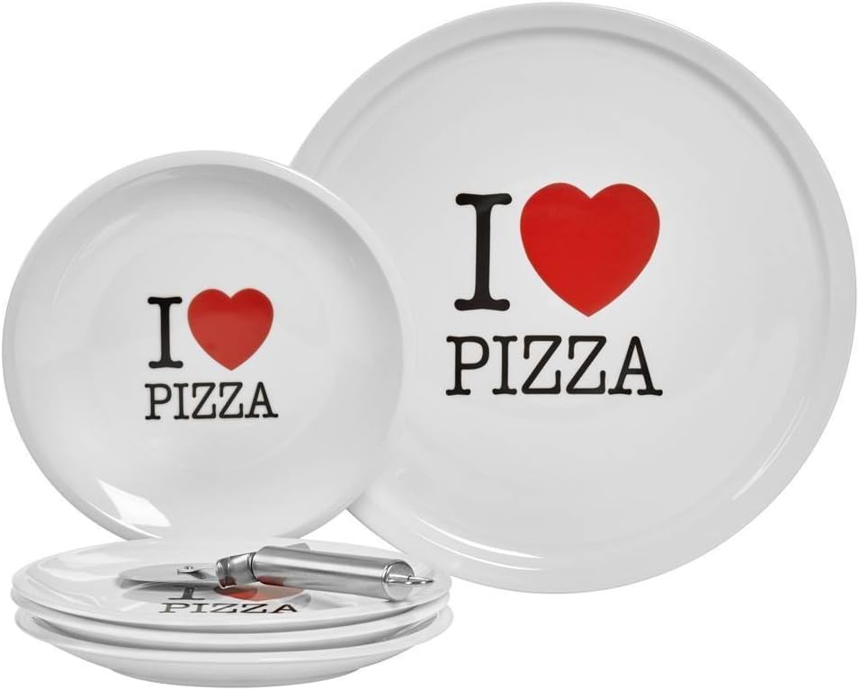 Tabletops Gallery I Love Pizza 6 Piece Porcelain Platter Set