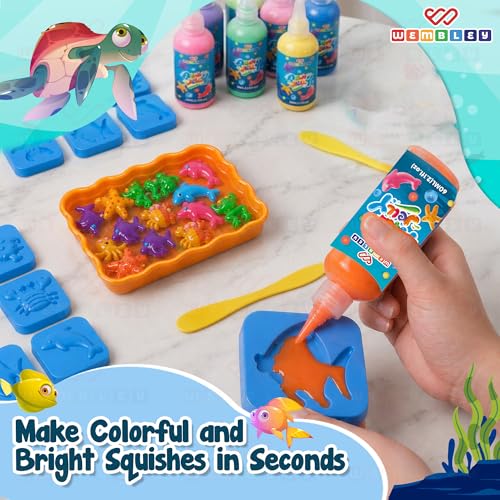 Image of Wembley Aqua Jelly Kit for Kids | Craft Kit for Girls 9-12 Years | Make Your Own Water Pets | Squishy Making Kit for Girls 8-10 | Pack of 12 (30 ml)