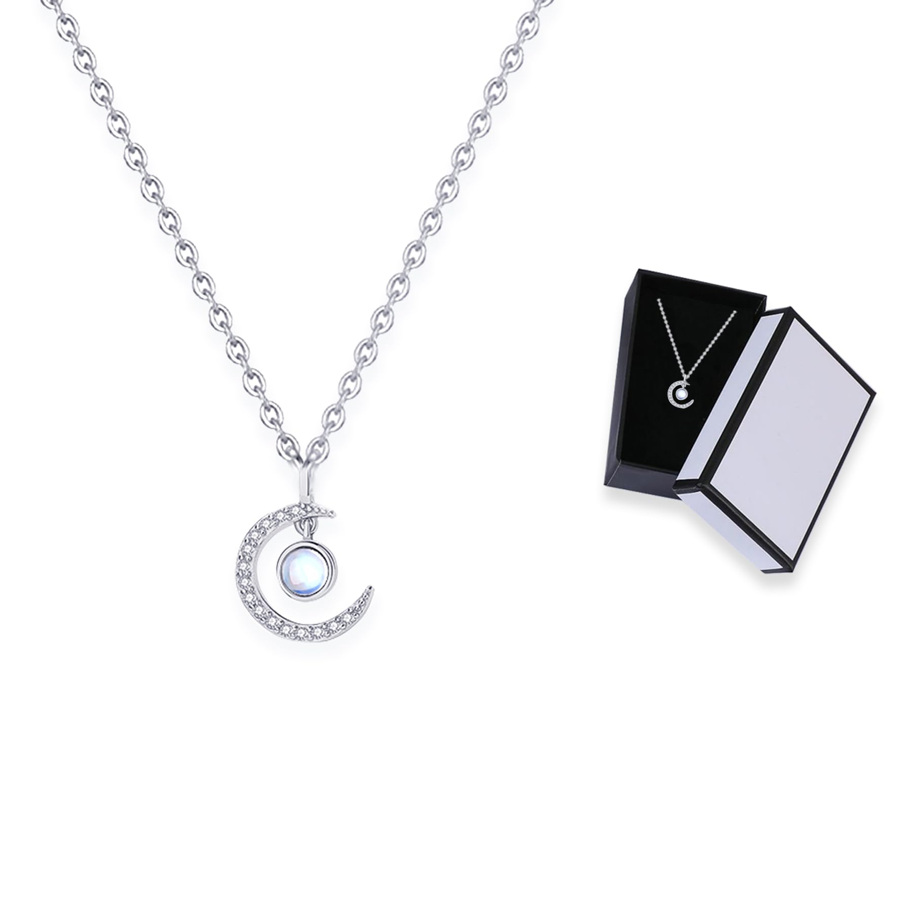 GenericMoon Necklace - Necklace For Teenage Girls, Gifts For Teenage Girls, Moon Gifts Women, Moon Dress, Moon Guardian,soy Luna Necklace Moon, Silver Moon Charm, Silver Moon Pendant, Crescent Moon Necklace