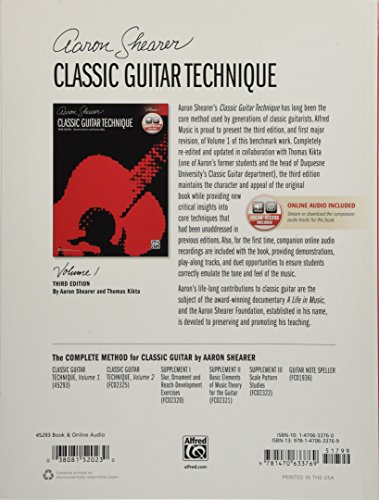 Classic Guitar Technique, Volume 1 (Third Edition): Book & Online Audio (Shearer Series)