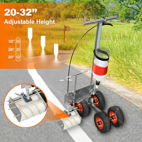 Macchina per marcatura di linee resistente, applicatore regolabile in altezza per parcheggi con strumento circolare per una marcatura accurata, larghezza della linea 5-15 cm