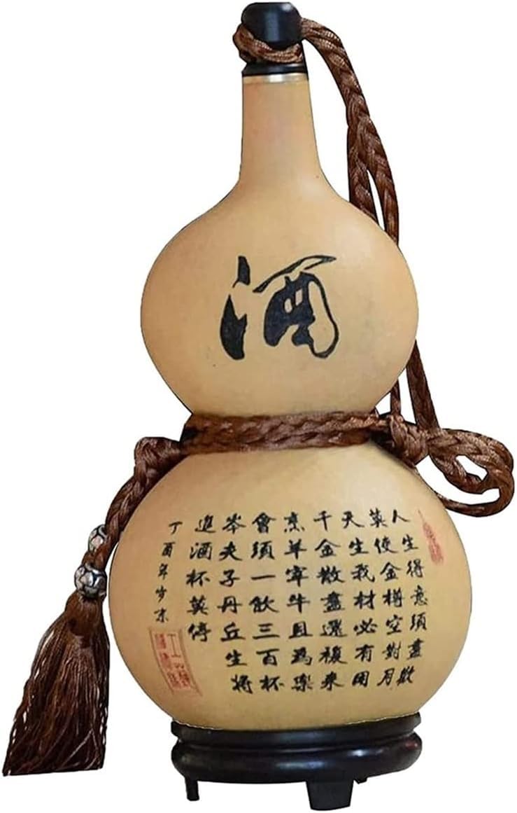 Natural Gourd Jug Ornament, Gourd Wine Pendant O High Capacity Wine Water Bottle, Sake Wine Gourd Jug, Outdoor Portable Water and Wine,(500ml)