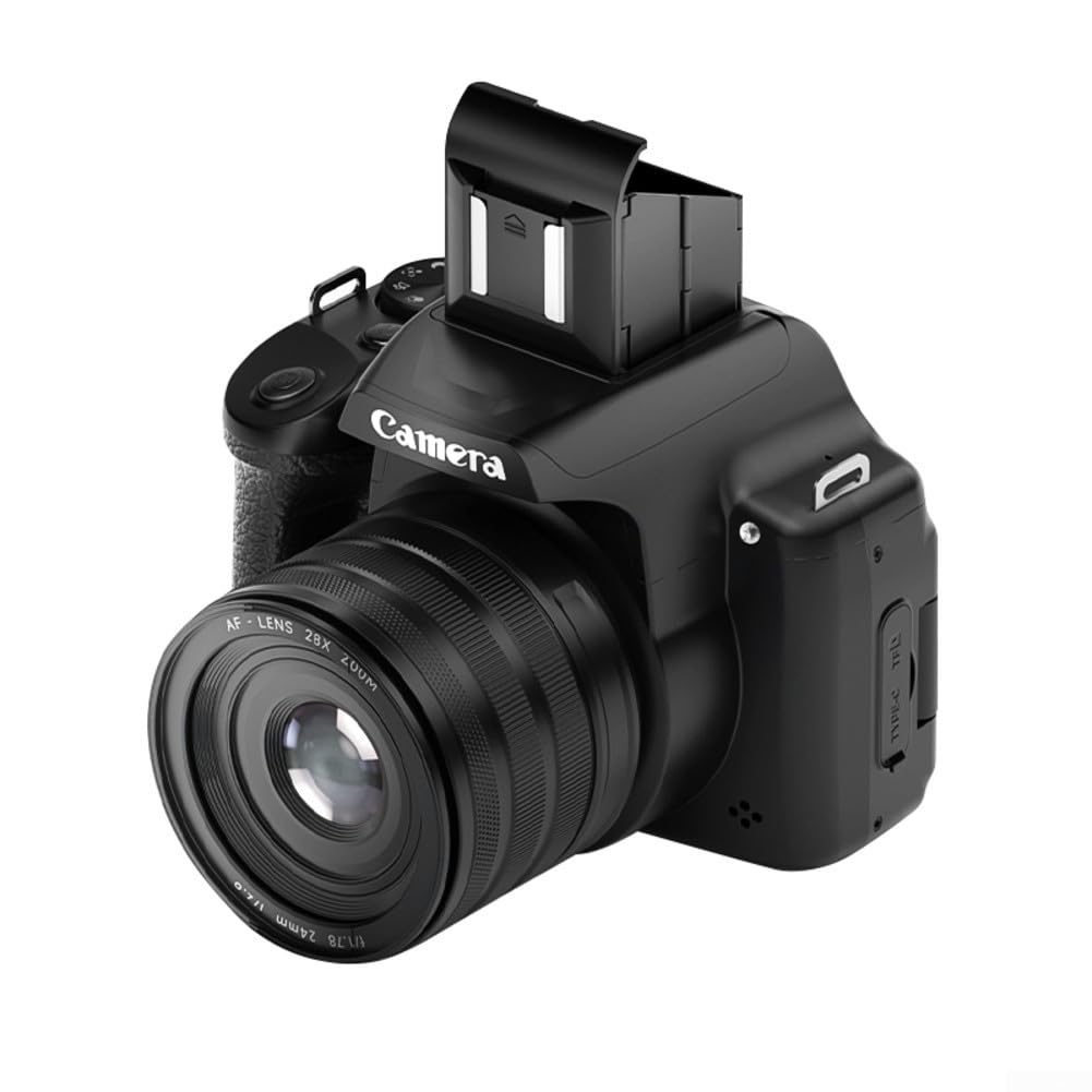 Fotocamera digitale professionale da 68 megapixel con zoom digitale 28x e capacità video 4k 60 fps, schermo LCD girevole a 180 gradi, ideale per vlogger e fotografi, nero