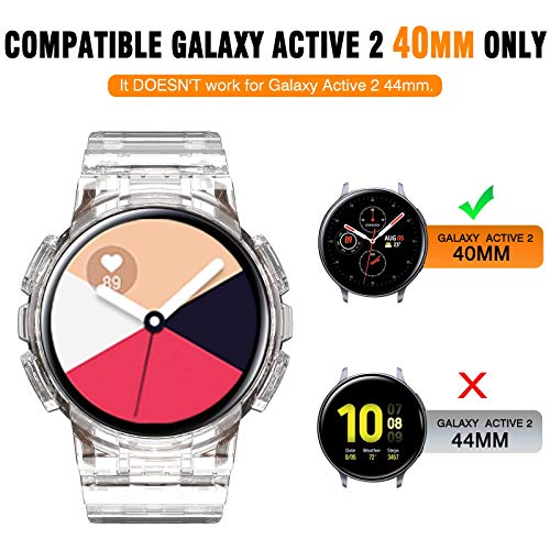 Ancool Compatible With Galaxy Active 2 40Mm Band, Clear Watch Band With Protective Case Replacement For Samsung Galaxy Active 2 40Mm Smartwatch (Clear) #TOP1