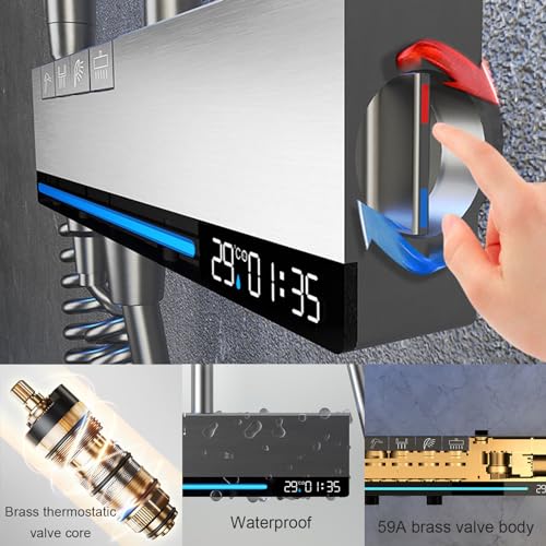 Système de douche thermostatique numérique avec ensemble combiné 4 fonctions