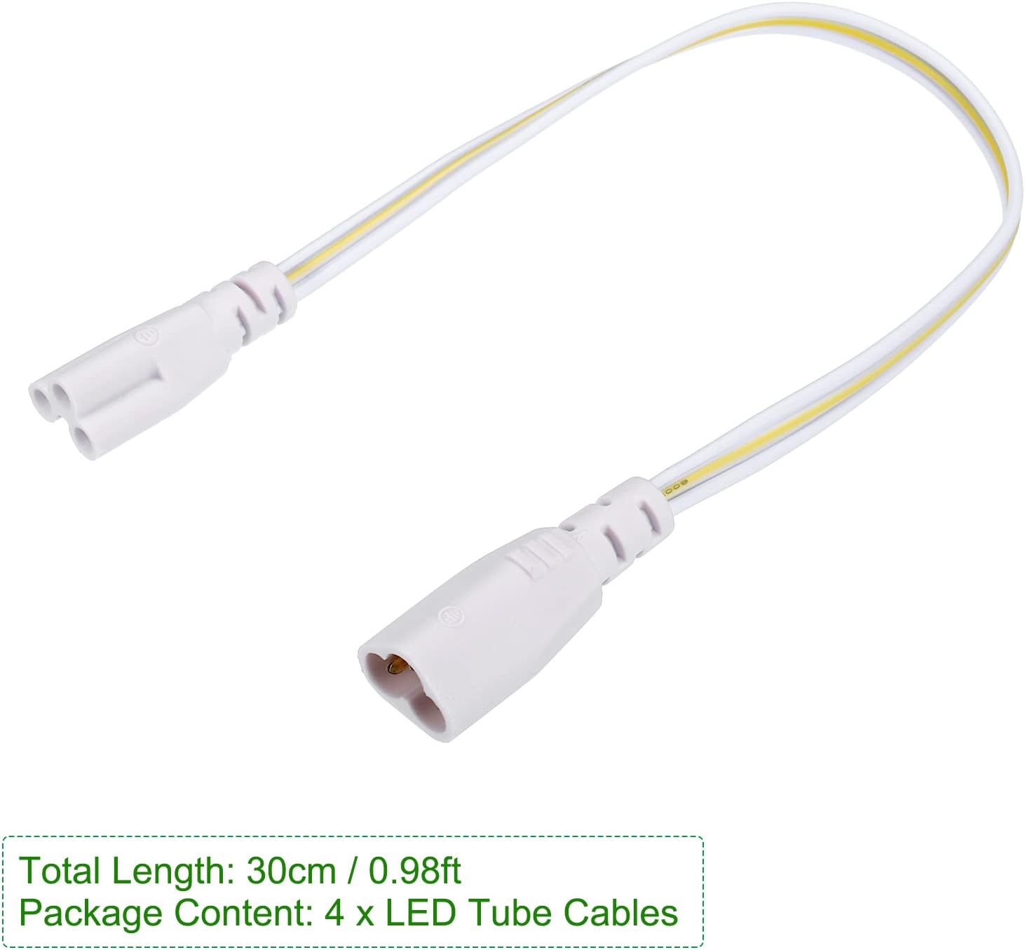 MECCANIXITY T5 T8 LED Tube Connector Cable 30CM Male to Female Double End Extension Cord for LED Integrated Light Tube, Pack of 6
