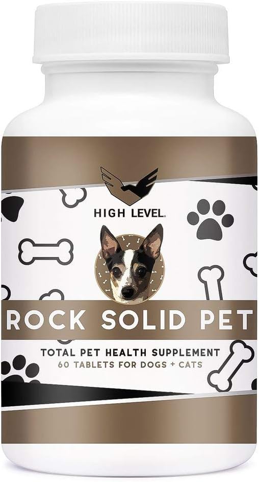 High Level Rock Solid Pet | Total Pet Health MultiVitamin Supplement | 60 Tablets for Dogs + Cats | Natural Bone Health, Coat Health and…