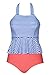 Cupshe Fashion Women's Stripe Printing High-waisted Halter Padding Bikini Two Piece Set (M)