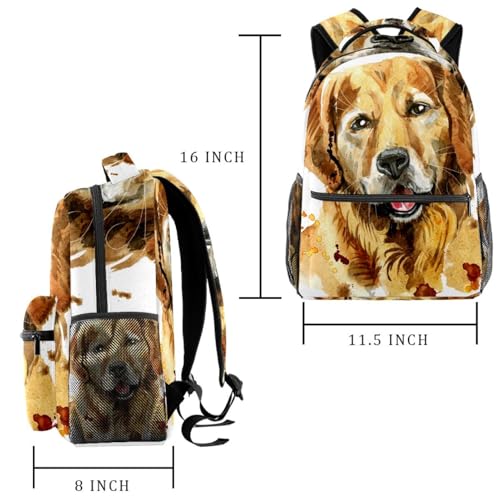 Sac à dos d'école Golden Retriever pour collège et sorties décontractées - 2