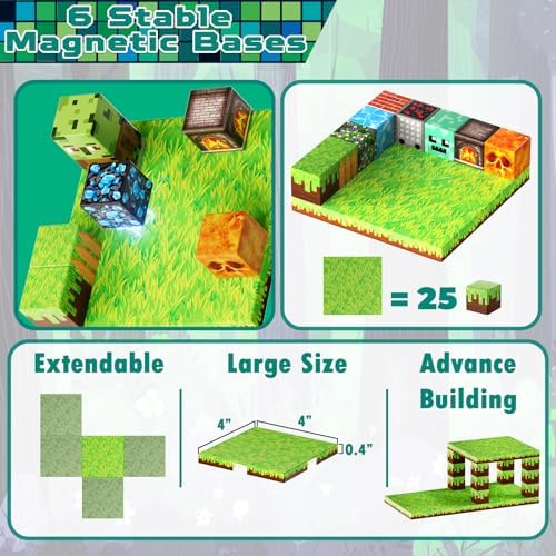 ToyUnited 200 Pieces Magnetic Blocks with 6 Base Plate Cute Fun Game Magnetic Building Blocks Montessori Stacking Sensory Toy for Kids Ages 3 4 5 6 7 8-12 Year Old Boys Girls Gifts Christmas — view 6