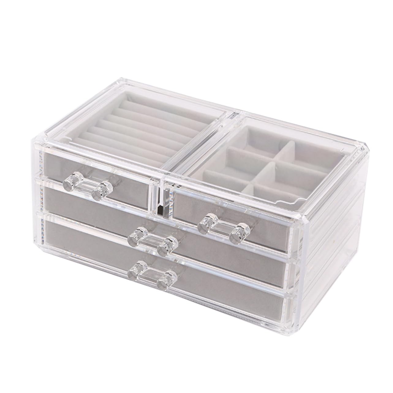 DOITOOL Organizer Trucchi e Gioielli in Plastica, Scatola 3 Livelli e 4 Cassetti, Grande Capacità, la Scrivania la Camera da Letto