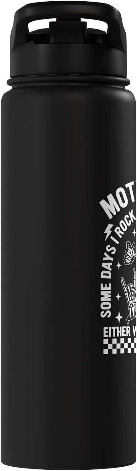 Some Days I Rock It Some Days It Rocks Me Funny Motherhood Stainless Steel Insulated Water Bottle