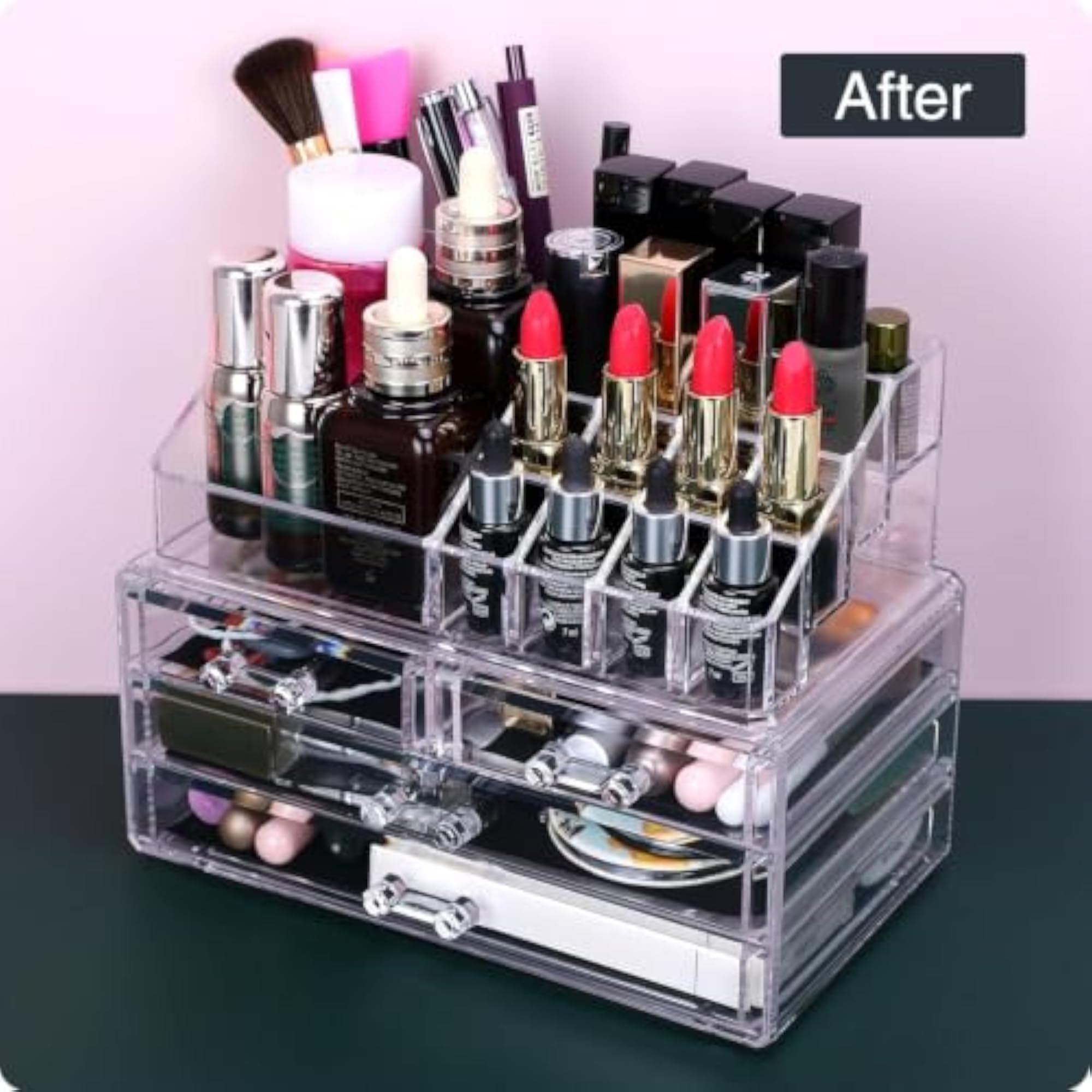 Acrylic Makeup Organizer Countertop with 4 Drawers