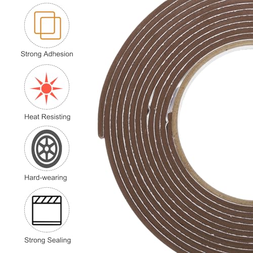 Image of uxcell 4pcs Rolls Single Sided Foam Tape Removeable EVA Sponge Mounting Tape Strong Adhesive Tape Strips(Brown, 13ft x 1 /2 inch x 1 /8 inch) for Home Paint Wall Hanging Poster Decor