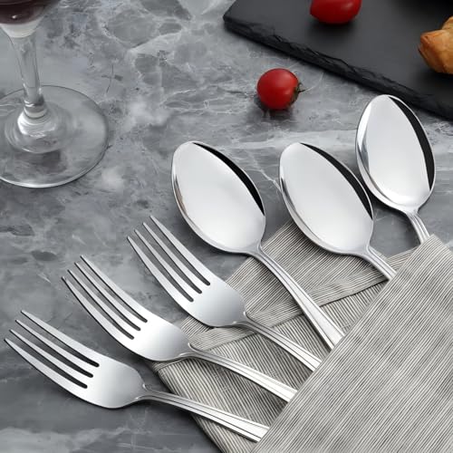 Image of Unokit Forks and Spoons Silverware Set - 24-Piece Food Grade Stainless Steel Silverware for Home, Kitchen and Restaurant, 12 Forks and 12 Spoons