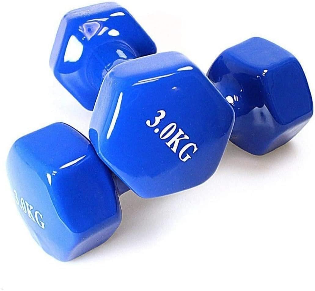 Premium Vinyl-Coated Dumbbell Set (3 Kg x 2) for Home Workouts - Classical Hand Weights for Strength Training and Fitness Random color