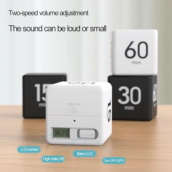 Cube Timer with Gravity Sensing, 15/20/30/60 Min Preset Countdown Timer for Cooking Studying Work