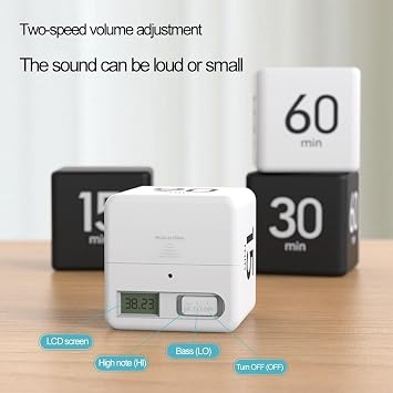 Cube Timer with Gravity Sensing, 15/20/30/60 Min Preset Countdown Timer for Cooking Studying Work