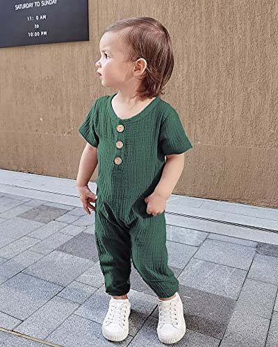 Toddler Baby Girls Boys Clothes Outfit Solid Infant Romper Green One-Piece Jumpsuit Bodysuit Summer Baby Outfit 12-18 Months Girl Clothes #TOP2