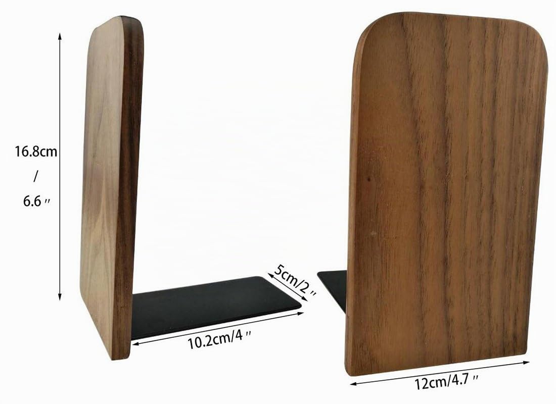 Sujetalibros estilo japonés, negro, madera de nogal, para casa, oficina, biblioteca, escuela, estudio, decoración, regalo, cuadrado, Large