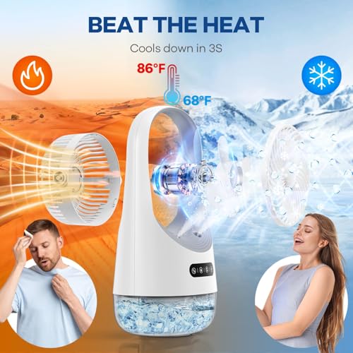 Portable Air Conditioners, 3 In 1 Personal Air Conditioner,3 Speeds USB Mini Air Cooler with 400ML Water Tank for Bedroom, Office, Living Room by Hiketrax - Used condition - Image 2