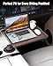 AXVLU Car Desk for Laptop, Cup Holder Table with 360° Rotation - Wooden Car Laptop Mount, Car Table & Car Food Tray Compatible with Tesla Model Y/3/S & Most Vehicles