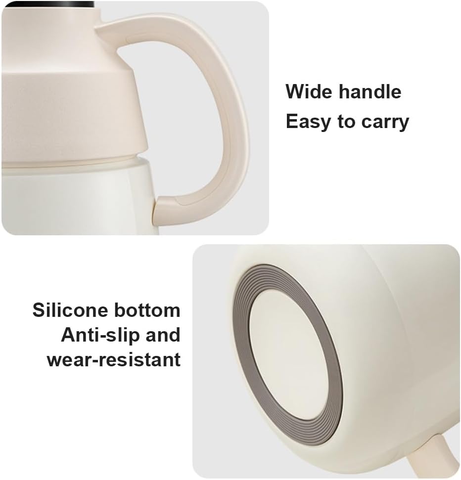 LEIYTFE 50.73oz/1.5L Insulation Pot Thermal Coffee Carafe Double Wall Vacuum Flask for Keeping Hot,Beverage Dispenser with Removable Tea Filter, Insulated Pot(Orange)