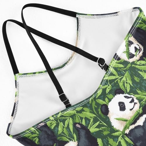 ZZKKO Panda Bamboo Green Girls Swimsuit One Piece Bathing Suit for Baby Girls' Swimwear 3-10T4
