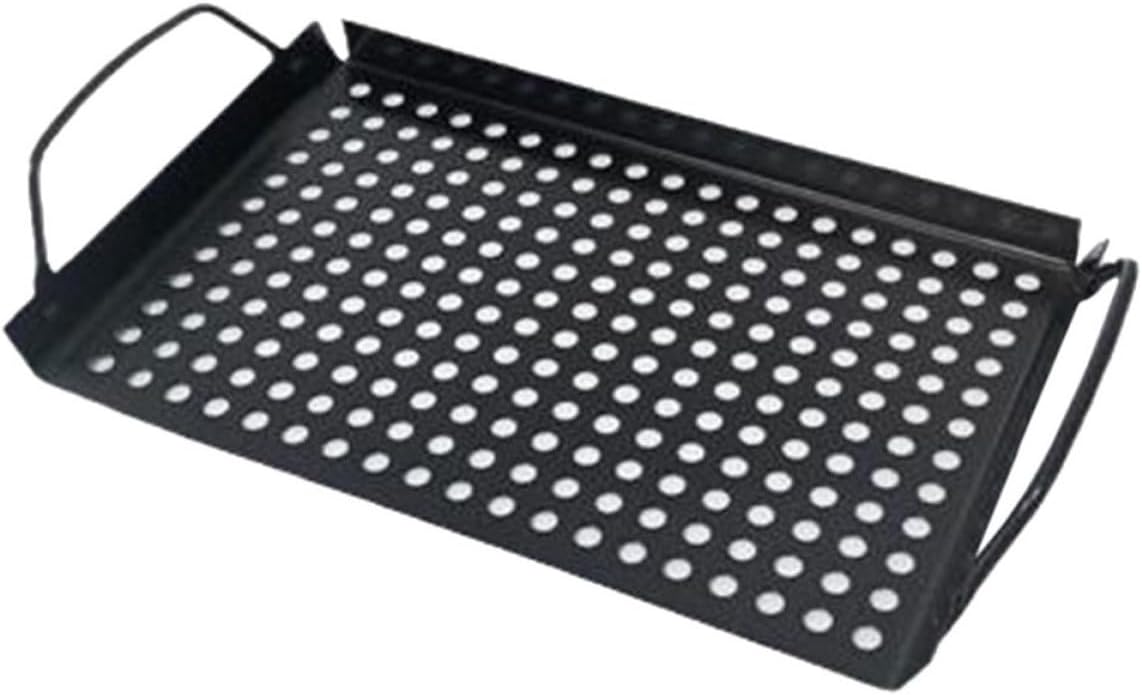 Rectangular Nonstick Iron Grill Pan for Camping and Household Use, Lightweight Barbecue Grilling Tray for Meats and Vegetables in Outdoor Adventures