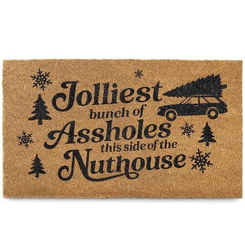 MAINEVENT Jolliest Bunch Door Mat 30x17 Inch, Funny Christmas Doormat