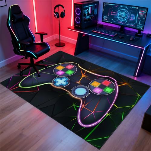 Rnmdn Gamer Rug for Room,3'x5' Non-Slip Gaming Rugs for Bedroom