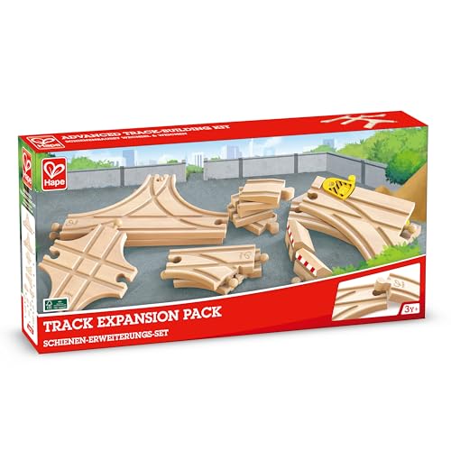 Hape Schienen-Erweiterungs-Set, Eisenbahnzubeh&ouml;r, Schienenbauset, Wechsel und Weichen aus Holz