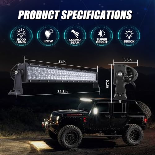 Image of Auxbeam 32 Inch 180W LED Light Bar, 5D Lens Double Row Driving Combo Lights