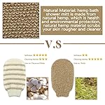 4 Pieces Bath Mitt Loofah Shower Gloves Natural Exfoliating Hemp Scrubbing Mitt Bath Sponge Shower for Women Men Scrubber Machine Washable Double Sided Available - Image 3