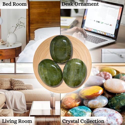 Image of Amazing Gemstone Vesuvianite Crystals and Healing Stones - Large Palm Stone Crystals Piedra - Crystal for Good Luck, Balanced Positive Energy, Meditation - Unique Stocking Stuffers, Gifts for Women