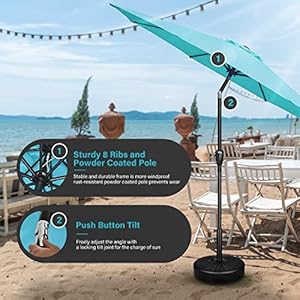 Simple deluxe 9 patio umbrella outdoor table market yard umbrella with push button tiltcrank  urban country home decor