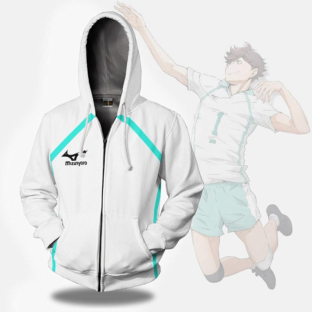 Charous AOBA JOHSAI Club - Felpa con cappuccio e zip con stampa digitale 3D, unisex, per fan dei manga, idea regalo per cosplay