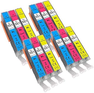 4 Go Inks C/M/Y Set of 3 Ink Cartridges to replace Canon CLI-551 Compatible/non-OEM for PIXMA Printers (12 Pack), High Capacity (XL)