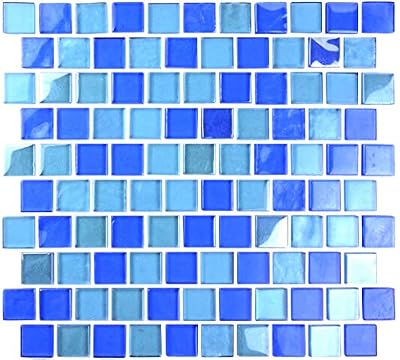 Abolos Landscape 12" x 12" Pool Rated Horizon Blue Glass Mosaic Backsplash Wall Tile (12 SqFt/Case)