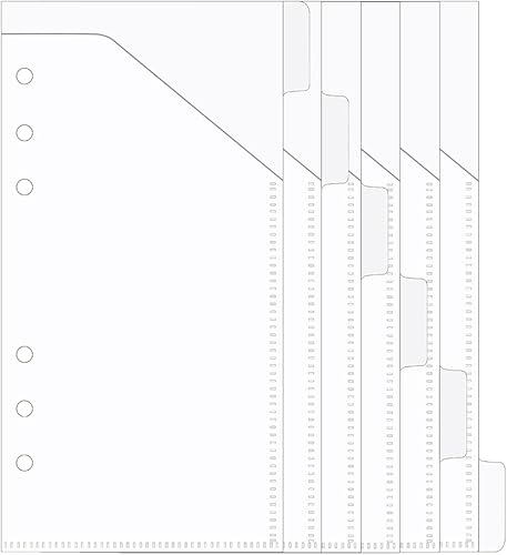 Sobres de efectivo con 6 pestañas A6 para hojas de presupuesto, hojas sueltas, 6 agujeros, sistema translúcido de cartera de PP con pestañas