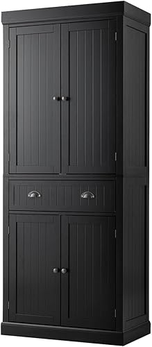 Miniatura 1 de Armario de almacenamiento grande de 72 pulgadas con puertas y estantes ajustables, armario de despensa independiente, aparadores altos modernos para