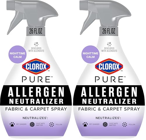Image of Clorox PURE Allergen Neutralizer Fabric and Carpet Spray, Nighttime Calm, 26 Fluid Ounces (Pack of 2)