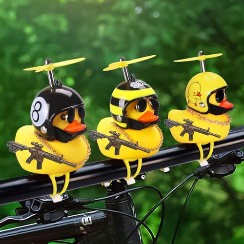 Image of wonuu Rubber Duck Car Ornaments, Squeeze Duck Dashboard Decorations Bicycle Decor for Cycling Motorcycle & Bicycle Accessories Decorations (Black 8-L&G)
